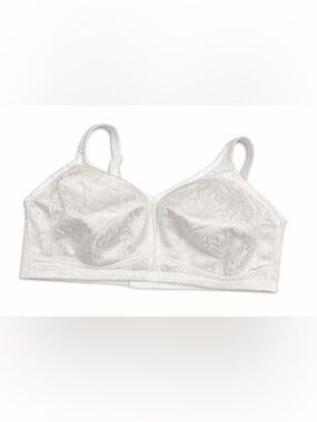 White Jacquard Wireless Full-Coverage Bra 48DDD/F
